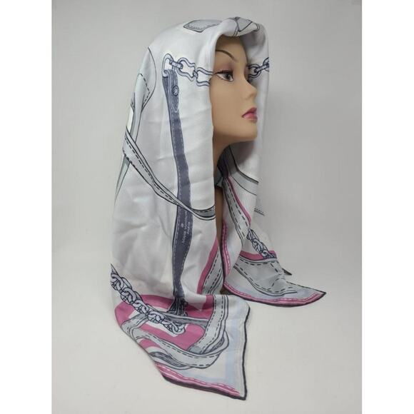 Louis Vuitton Grey multicolor LV Monogram Silk Square Scarf - Picture 4 of 10